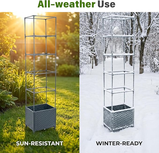 Raised Garden Bed Tomato Planter Box with Trellis, 67.6" Tomato Planters Cage w/Self-Watering for Climbing Plants Vegetables, Patio Indoor Outdoor