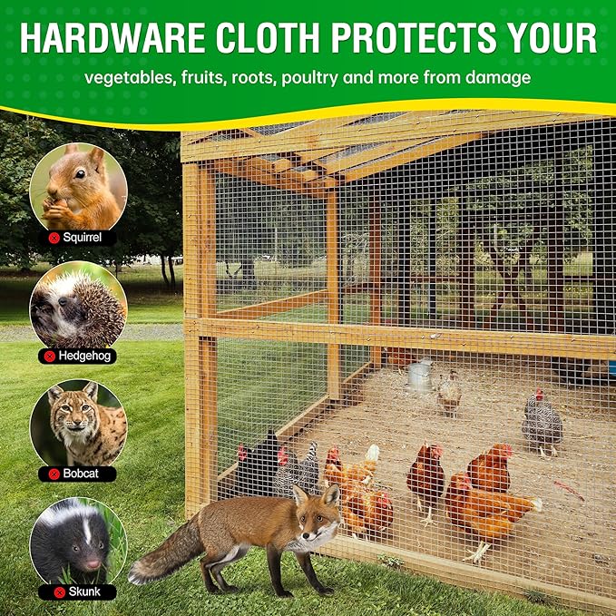 Dynabyte Hardware Cloth 1/2 inch 24 x 100 ft 19-Gauge Galvanized Welding Welded Chicken Wire Fencing, Chicken Coops, Rabbit Hutches, Tree Guard, Chicken Wire Mesh Roll, Gopher Mesh