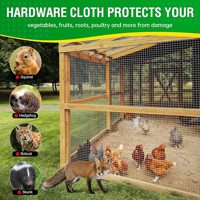 Dynabyte Hardware Cloth 1/2 inch 48 X 50 ft 19 Gauge, Hot-Dip Galvanized After Welding, Rust and Corrosion Resistant, Chicken Wire Mesh Roll, Chicken Wire Fencing, Gopher Wire Mesh