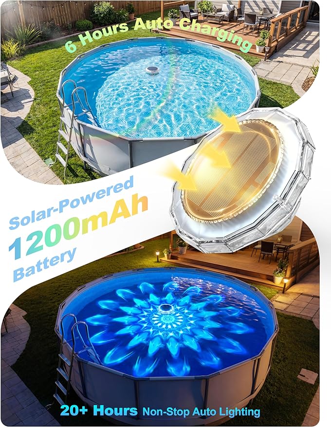 APONUO Solar Pool Lights, IP68 Waterproof Floating Pool Lights with Remote& Button Control, 9 Lighting Colors& 3 Modes Pool Solar Light, Timer&Memory, Floating Light for Pool, Party, Bathtub (3 Pack)