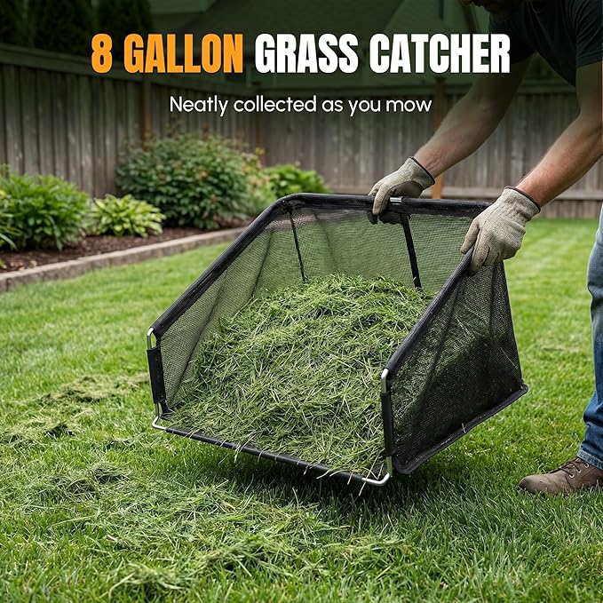 WORKPROX 16-Inch Push Reel Lawn Mower, Adjustable Height 5-Blade Reel Mower with Removable 8-Gallon Grass Catcher for Yards and Gardens, Black