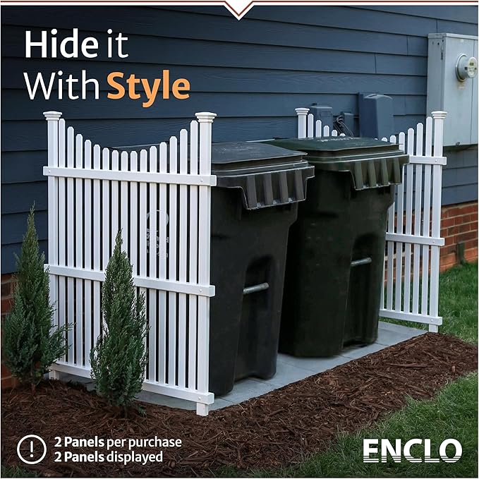 45in H x 36in W (2 Panels) No Dig Enclo Huntersville White Vinyl Privacy Screen, Outdoor Privacy Panels, Trash Can Enclosure, Air Conditioner Fence, Pool Equipment Enclosure, ZP19036