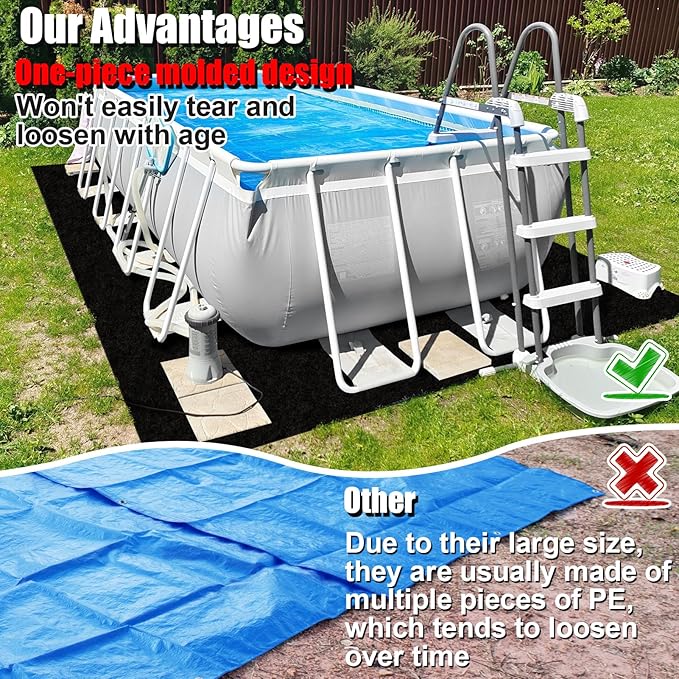 VICAMB 18 x 9ft Rectangular Pool Liner Pad for Above Ground Swimming Pools,250g/㎡ Heavy Duty Pool Ground Mat Under Pool Pad,Pools Bottom Liner Protector to Prevent Puncture and Extend Liner Life