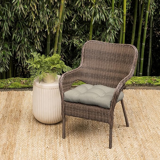 Arden earthFIBER Outdoor Plush Wicker Chair Cushion, 2 Pack, 20 x 18, Rain-Proof, Fade Resistant, Tufted Cushion for Wicker, Adirondack, and Rocking Chairs Sandbar Taupe Texture