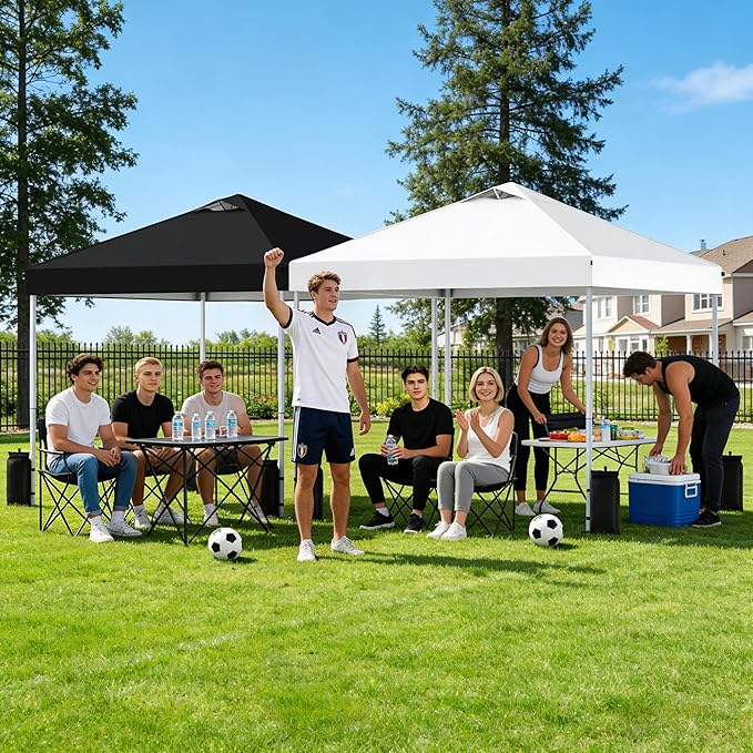 SANWAY 10x10 Pop Up Canopy Tent, One Push Setup, Heavy Duty Portable for Beach Camping Parties with Vents - Black
