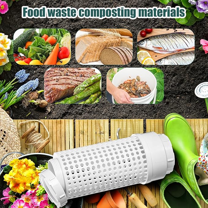 Blosssound 2 Pcs Inground Worm Composter Outdoor Farm Compost Bin Reducing Food Waste Composting Systems Sustainable Worm Composter for Raised Garden Beds at Home(11.81 x 4.33 x 4.33 Inch)
