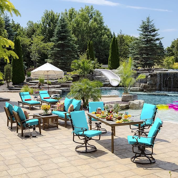 Arden Outdoor Deep Seat Cushion Set (4-Pack), 24 in x 24 in, Weather-Proof, Rain-Proof, Fade Resistant Patio Cushion for Chair, Sofa, and Couch Pool Blue Leala