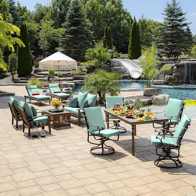 Arden Outdoor Deep Seat Cushion Set (4-Pack), 22 in x 24 in, Weather-Proof, Rain-Proof, Fade Resistant Patio Cushion for Chair, Sofa, and Couch Aqua Leala