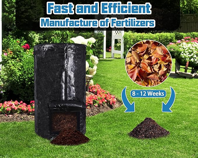 MyLifeUNIT Compost Bins Outdoor, Composting Bin for Outside Garden, Reusable Garden Yard Waste Bag, 34 Gallons (2 Pack, Black)