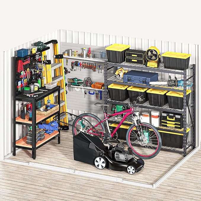 DWVO 7x5FT Outdoor Storage Shed, Roomy Steel Tool Shed with Secure Entrances & Air Circulation for Patio, Lawn, and Backyard, Ideal for Storing Garden Gear, Lawn Tools, and Bikes, Dark Gray