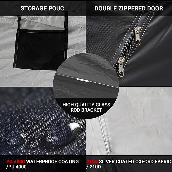 Himiway Bike Storage Shed Tent with Double Doors for 2 Bikes PU4000 Silver Coated Waterproof Anti-Dust 210D Oxford Fabric Portable Foldable Outdoor Bicycle Cover Shelter Carry Bag for Home Garden
