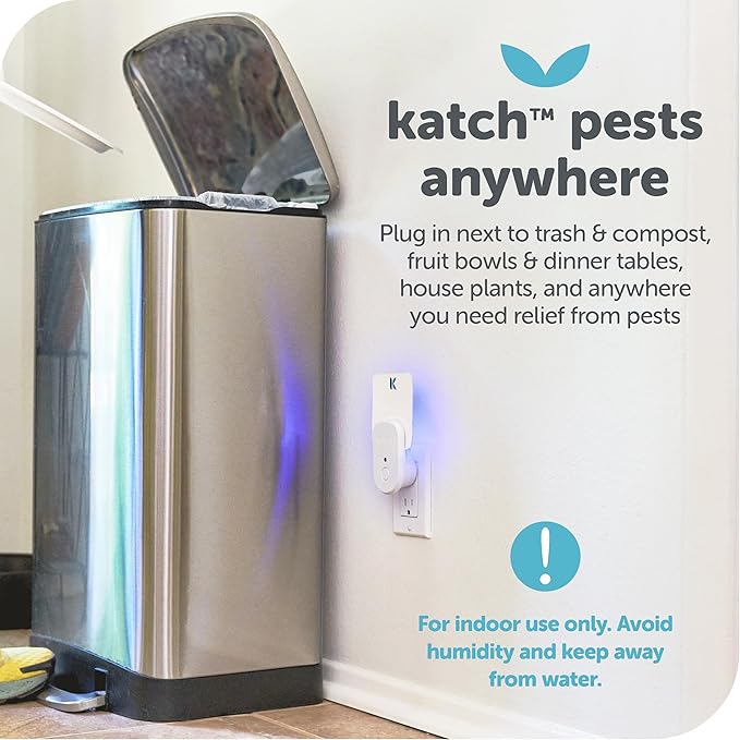 Katchy Plug-in Fly Trap Indoor – Blue Light Bug Catcher for Mosquito, Gnat, Fruit Fly & Small Moth – Chemical-Free & Eco-Friendly – All Indoor Areas: Kitchen, Living Room & Plants (2 Pack)