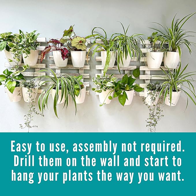 ShopLaLa Wooden Wall Planter - 2 Pack Wall Hanging Planters for Outdoor Plants Rustic White Wall Mounted Wood Ladder for Flower Pots Holder Vertical Herb Garden System Green Decor 23.6" (60cm)