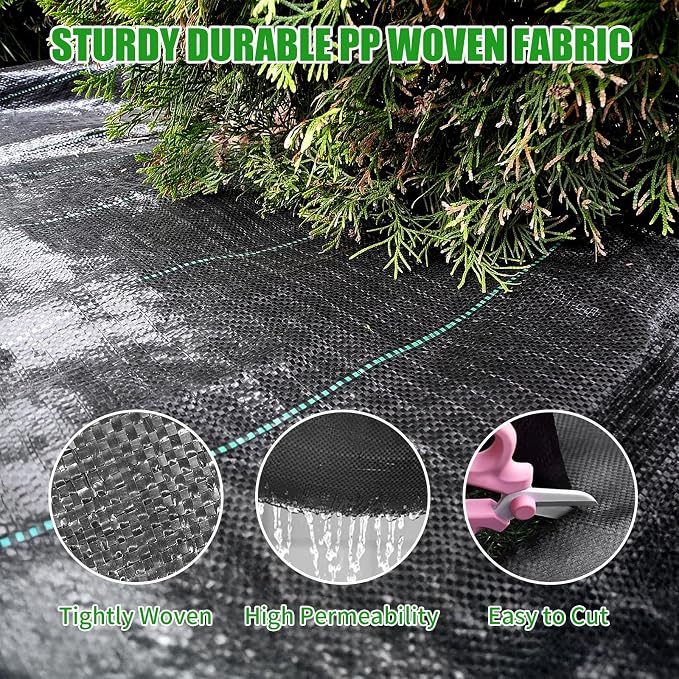 Weed Barrier Landscape Fabric Heavy Duty, Garden Weed Barrier Fabric 4 Ft X 105 Ft Geotextile Fabric Weed Block Gardening Mats Soil Erosion Control and UV Stabilized