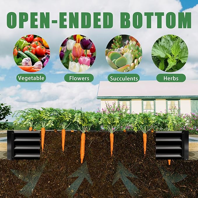 8x4x1ft(2 Pack) Galvanized Raised Garden Bed,Outdoor Planter Box Metal Patio Kit Planting Bed for Vegetables,Flowers, Black