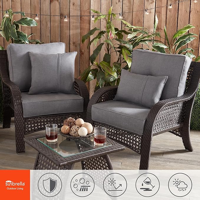Outdoor 2-Piece Sunbrella Premium Deep Seat Cushion Set, Cast Slate