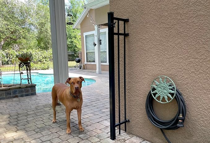 Verdigris Green Finish Cast Iron Sun Face Decorative Wall Mounted Garden Hose Hanger - 12 Inches in Diameter - Simple Installation -75 Foot Capacity Hose Holder