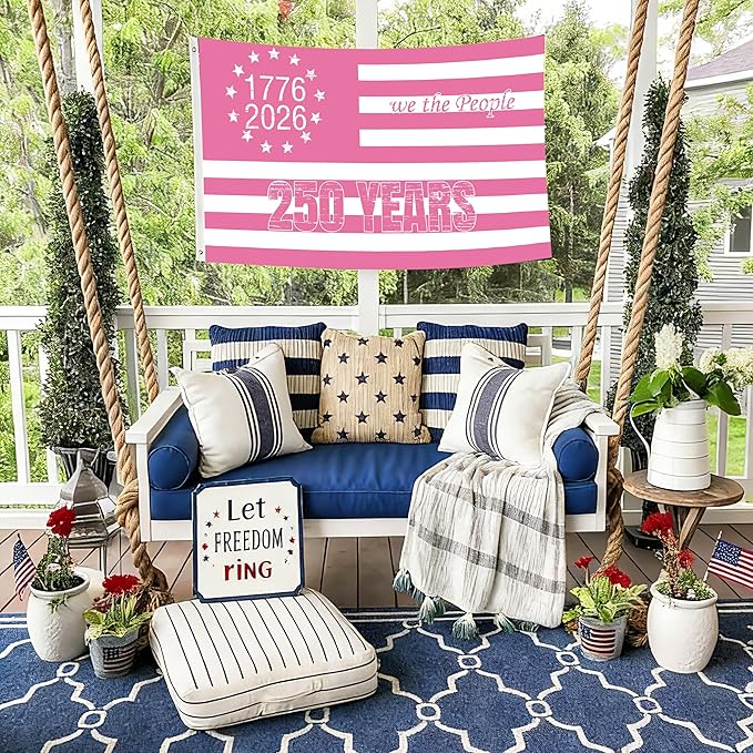 250 Anniversary USA Flag 3x5 Ft 250th Anniversary Flag We The People 1776-2026 250 Years Birthday Patriotic Decor for Outdoor Front Door Porch Wall (C)