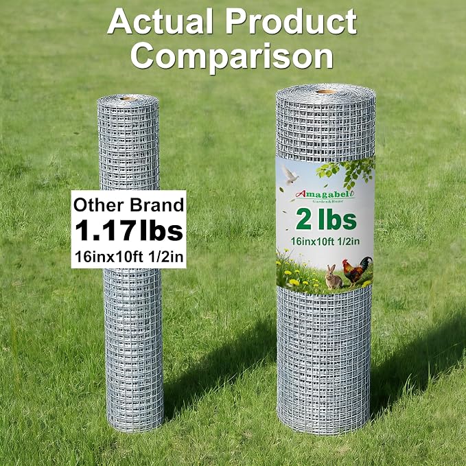 AMAGABELI GARDEN & HOME Hardware Cloth Chicken Wire Fence 1/2 inch 15.7in x 10ft Galvanized Welded Cage Wire for Bird Wire Gopher Wire Rabbit Wire Snake Fence Poultry Netting Cage Screen