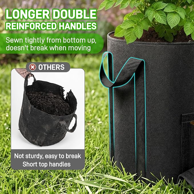 Mulctun 5Pcs 20 Gallon Potato Grow Bags, Grow Bags with Harvest & Visible Windows,Potato Bags for Growing Potatoes with Sturdy Handles,Potato Growing Containers for Growing Potatoes Vegetables