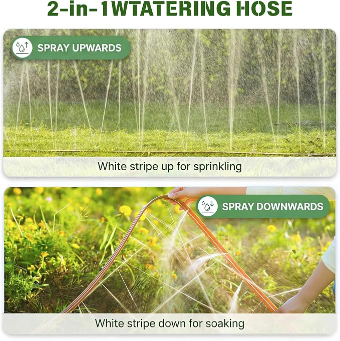 Sprinkler Soaker Hose 15 FT, Watering Hose with Holes, High-Efficiency Water-Saving Sprinklers System for Lawn and Garden with Staples