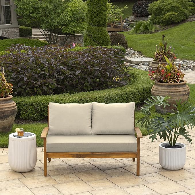 Arden Outdoor Loveseat Cushion Set, 48 x 24, Water Repellent, Fade Resistant, Cushion Set for Couch, Bench, and Swing, Tan Leala