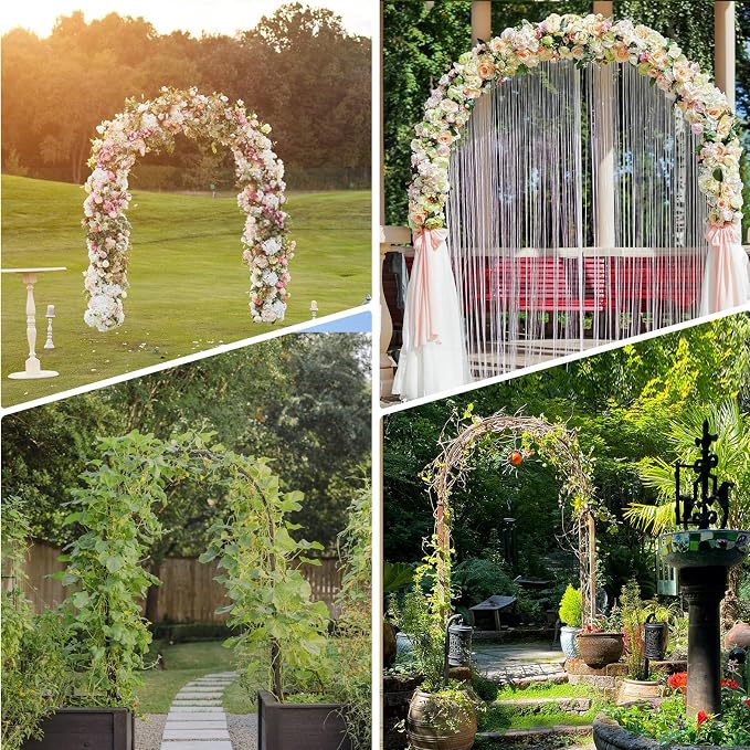 Thickened Tube Garden Arch Trellis, 4.6 * 7.8 or 6.4 * 7.5Ft, Metal Archway Arbor Stable Outdoor Garden Trellis for Climbing Plants, Party Wedding Arch Decoration