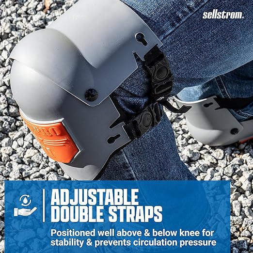 Sellstrom Ultra Flex KneePro Professional Knee Pads for Men & Women with Thick Foam Cushioning & Heavy Duty Hard Outer Shell - Adjustable Straps with Quick-Clips & Ergonomic Metal Hinges - for Construction Work, Gardening, Roofing, Flooring