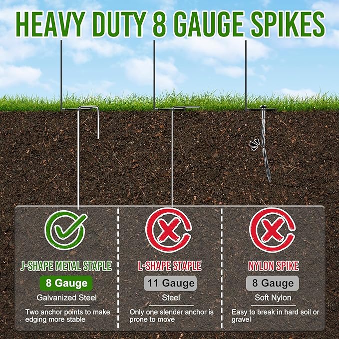 4 Inch Tall 60FT Landscape Edging with 75Pcs Metal Spikes, Plastic Garden Edging Border Landscape Edging Lawn Edging for Landscaping, Flower Bed, Paver, Yard