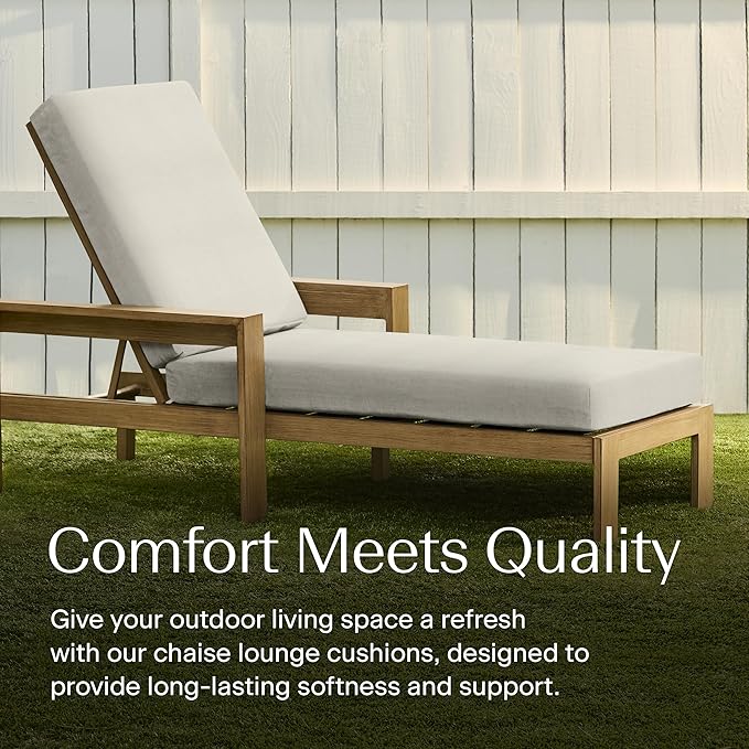 Honeycomb Outdoor Chaise Lounge Cushion for Patio Furniture, Water & Fade Resistant, Removable Cover, 21.5 x 70, Heritage Textured Solid Bone