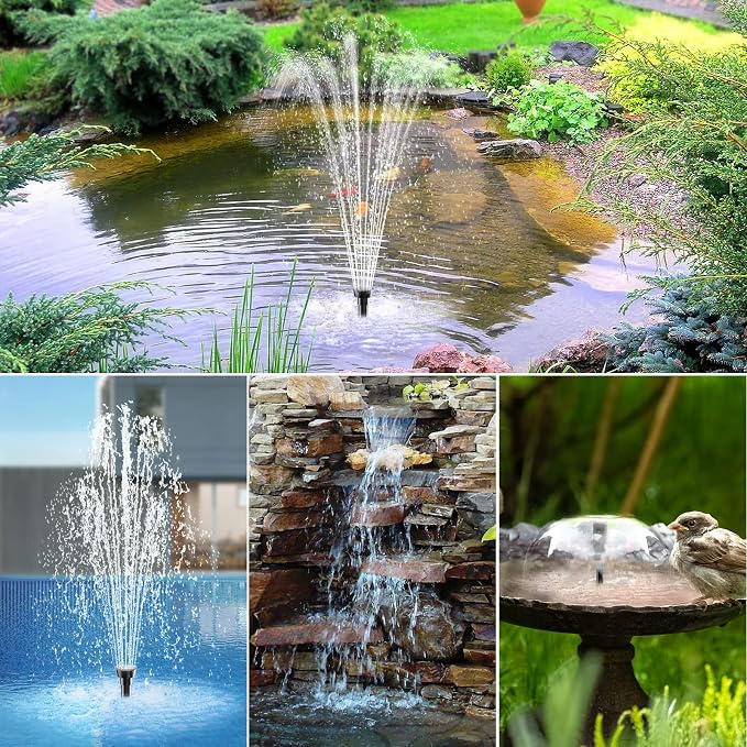 Antfraer 12W Solar Water Pump, Solar Water Fountain Pump 160GPH Flow Adjustable with 6.6FT PVC Tubing, Solar Pond Pump for Fish Pond Garden Waterfall Hydroponics DIY Water Features