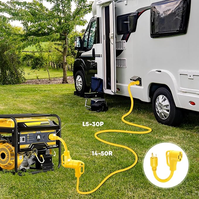 Kohree NEMA L5-30P to 14-50R Generator Adapter Cord, 3 Prong 30 Amp Twist Lock Plug to 50 Amp Receptacle, STW 10 AWG 12", for Generator to RV Camper Trailer