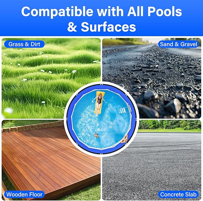 12FT Round Pool Liner Pad for Above Ground Pools, 165 GSM Thickened Puncture-Resistant Under Mat (13FT Actual), Heavy-Duty Underlayment with Metal Grommets