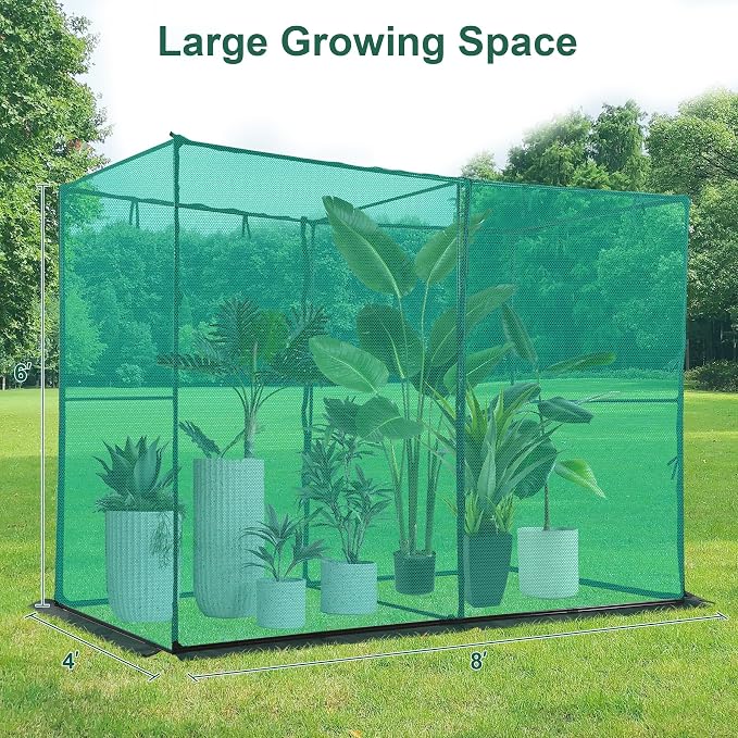 Crop Cage Plant Protection Tent 4 x 8 x 6 Feet, Easy to Install Protection Garden Cages, Crop Cages with Storage Bag Suitable for Garden Patio Lawn
