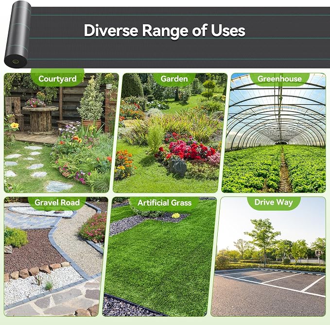 iropro 6ftx100ft Weed Barrier Landscape 3.2oz Fabric Heavy Duty, Woven Weed Control Cloth, Woven Geotextile Fabric for Underlayment, Gardening Ground, Commercial Driveway Weed Block Cover Mat