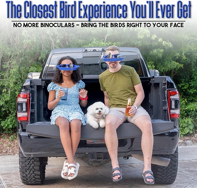 Interactive Wearable Bird Feeder Head Gear with Peck Proof Lenses | Bird Watching & Feeding Device with Comfortable Head Strap, for All Varieties of Your Feathered Friends You Meet
