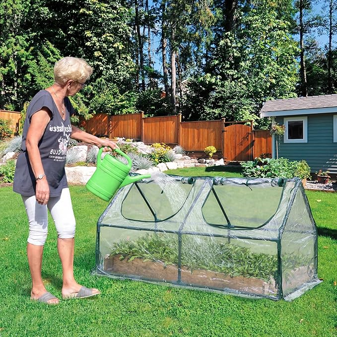 BPS 6x3x3 ft Mini Greenhouse with Transparent PVC Cover UV-Protected Roll-Up Zipper Windows, Ideal for Indoor or Outdoor Use on Raised Garden Beds