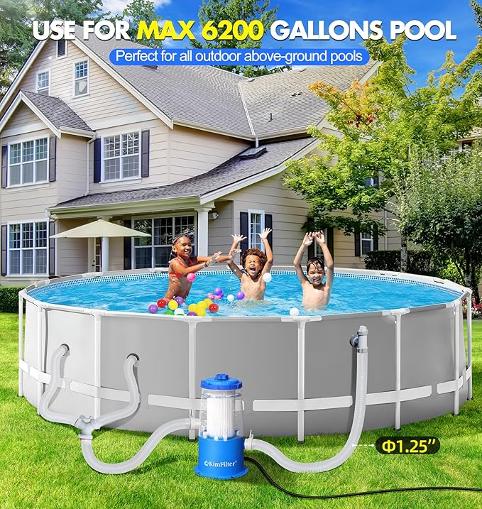 KimFilter Transparent 1000 GPH Above Ground Pool Filter Pump – Easy Cartridge Status Viewing | Powerful Pool Cartridge Filter Pump System | Enhanced Circulation & Filtration for Crystal-Clear Water