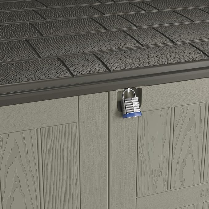 Craftsman Horizontal Shed, Compact Outdoor Storage System, 34 Cu. Ft. Capacity, Made in USA - Lockable Multi-Wall Resin Organizer for Garbage Cans, Garden Tools, Bins, Bikes and Yard Equipment