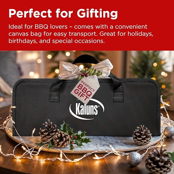 Kaluns Grilling Accessories, Mens Valentines Day Gifts for Him, Heavy Duty Stainless Steel Grill Set BBQ Grill Accessories for Outdoor Grill with Storage Case and Apron, Best Gifts for Men Dad