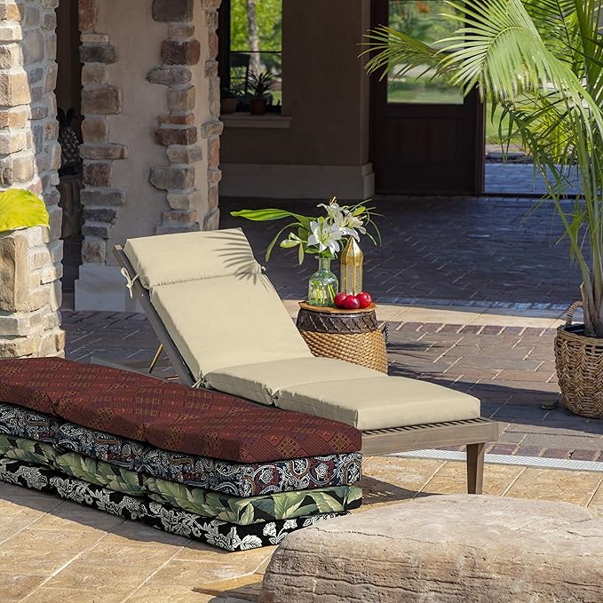 Arden Outdoor Chaise Cushion, 22 x 77, Rain-Proof, Fade Resistant Tan Leala