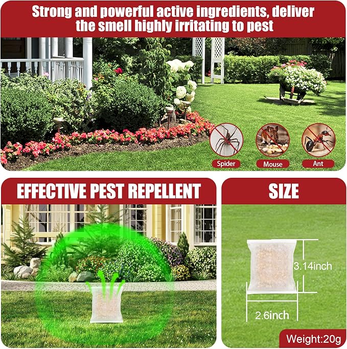 Natural Peppermint Spider Repellent Indoor, Rodent Repellent for Car Engine, Home Storage, Fresh Mint Scent, Safe for Kids and Pets