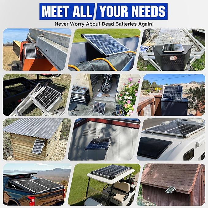 Voltset Solar Panel Kit 20W 12V with MPPT Controller, Solar Battery Trickle Charger Maintainer, Waterproof Solar Panel with Adjustable Mount Bracket for Boat RV Motorcycle Marine