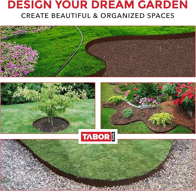 TABOR TOOLS 60 Ft Terrace Board, 5 Inch High, 0.1" Inch Thickness, Landscape Edging Coil, Grass Barrier, Bender Board, Garden Liner, ES35. (Brown)