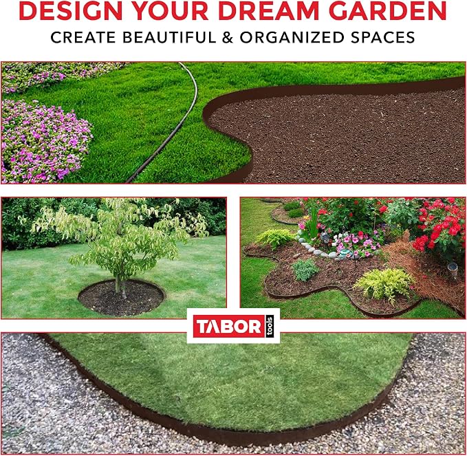 TABOR TOOLS 60 Ft Terrace Board, 5 Inch High, 0.04" Inch Thin, Landscape Edging Coil, Grass Barrier, Bender Board, Garden Liner, ES25. (Brown)