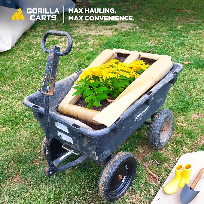 Gorilla Carts 4-Pack 13 Inch Replacement Tires, 2.16” Hub, 5/8” Bore, 300 Lb Capacity Each - No-Flat Wheels for Lawn & Garden Utility Cart, Wagon, Hand Truck, Air Compressor, Pressure Washer and More