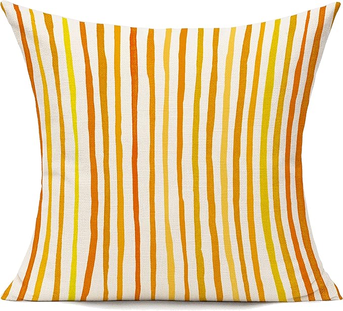 All Smiles Outdoor Yellow Throw Pillow Covers for Patio Bench Garden Porch Sunbrella Furnitures Sage Lines Stripes Cushion Cases Decorative 16x16 Set of 2 for Sofa Couch