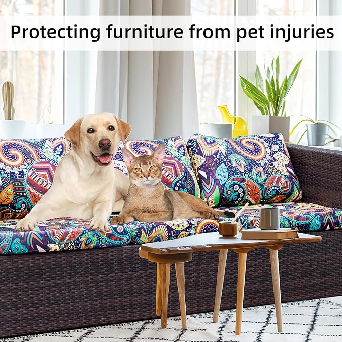 BIETYONE 8Pcs Stretch Patio Cushion Covers,Outdoor Couch Covers Replacement,Outdoor Couch & Sofa Slipcovers,for Patio Furniture Cushion Covers,Washable Reusable urniture Protector (Rococo,Cover Only)