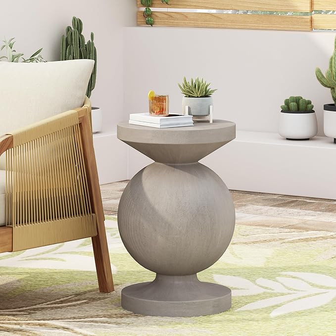 Christopher Knight Home Cayce Outdoor Lightweight Concrete Side Table, Concrete Finish