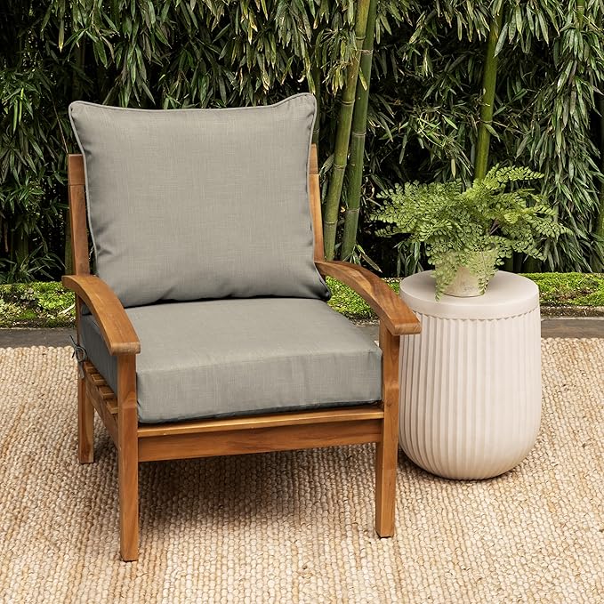 Arden earthFIBER Outdoor Deep Seat Cushion Set (2-Pack), 24 in x 24 in, Weather-Proof, Rain-Proof, Fade Resistant Patio Cushion for Chair, Sofa, and Couch Sandbar Taupe Texture